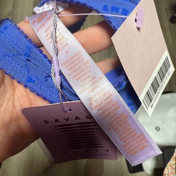 NWT SAVAGE X FENTY FLOCKED LOGO BRALETTE Size 3X Colbalt Blue Cafe - Picture 5 of 11